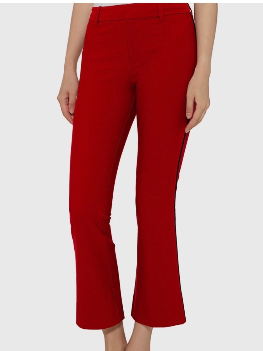 Derek Lam 10 Crosby Tuxedo Piping Cropped Flare Pants Red Size 2